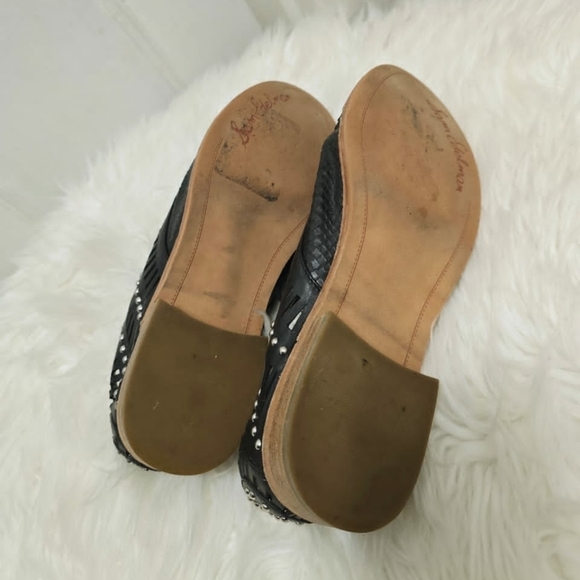 Sam Edelman Jayden Oxford Silver Studded Black Leather Flat Shoe Women’s Sz 5M🌴 - Picture 6 of 7